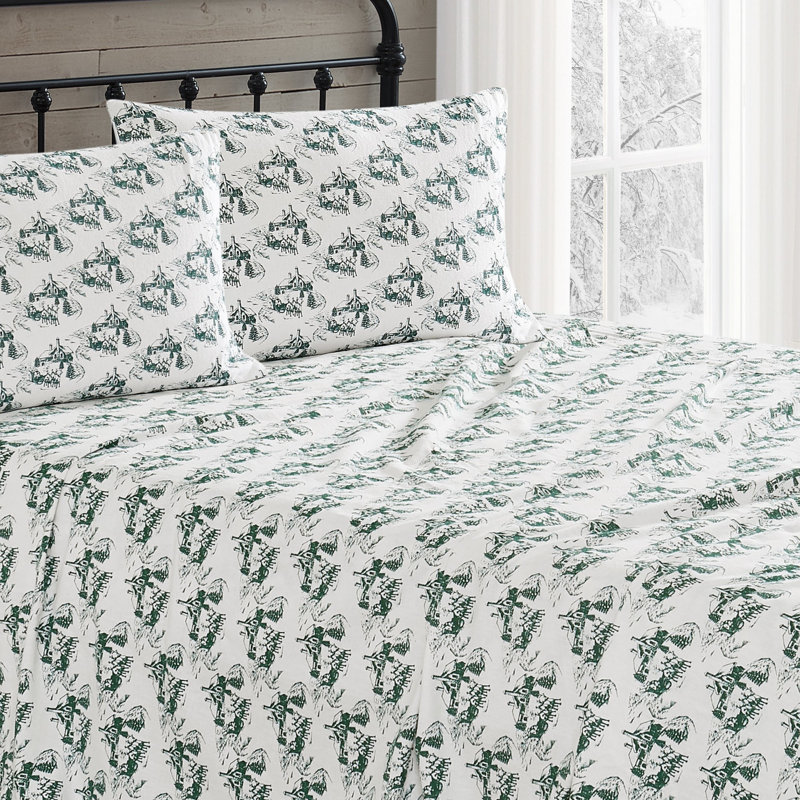 Ensemble de draps en flanelle de coton Trily Soft, Ensemble de draps pour grand lit avec 2 taies d'or