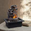 Fontaine de table d'intérieur à 4 niveaux avec lumière DEL chaude, fontaine en imitation pierre avec roches de rivière pour bureau à domicile Zen Decor