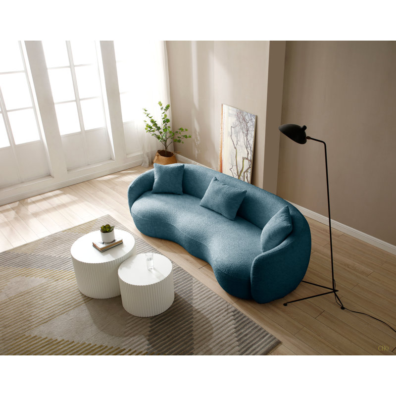 Canapé incurvé moderne, canapé en tissu Boucle pour chambre à coucher, bureau, appartement