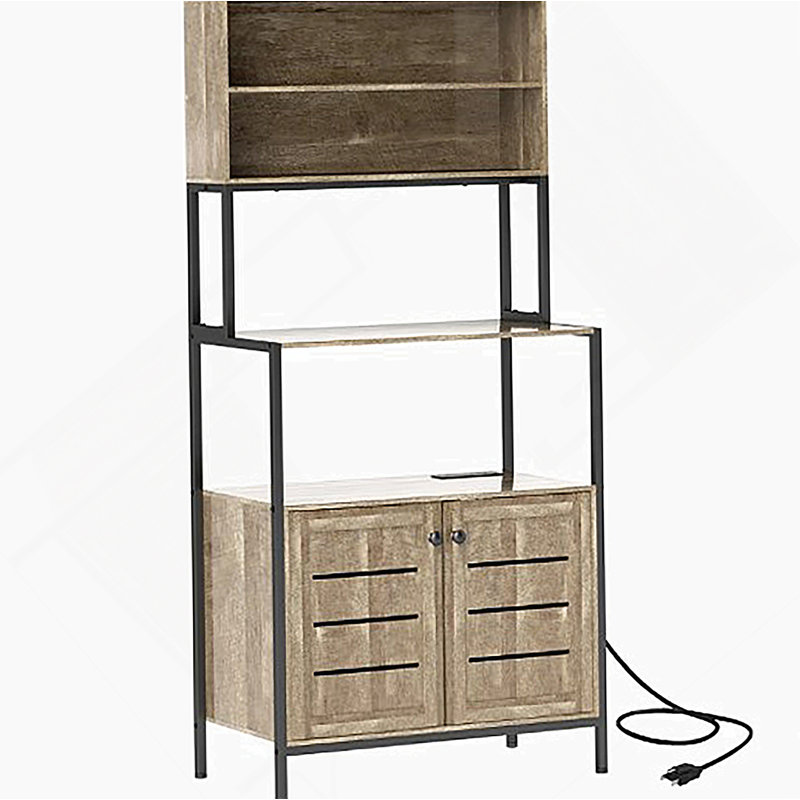 Station de café, support avec prise de courant et tablettes de rangement, pratique pour votre maison, Gris