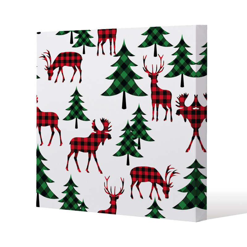 Buffalo Plaid Woodland - Wrapped Canvas Print, 101cm H x 101cm W