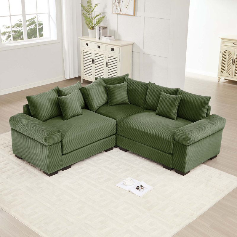 Canapé modulaire en L surdimensionné convertible en L surdimensionné à 3 places avec accoudoirs très larges pour le salon