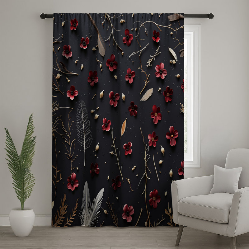 Rideaux floraux, voilages et voilages à motif floral - 1 panneau, 50" x 80" - 1 Panel, Blockout