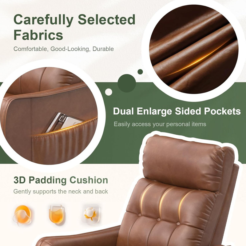 Upholstered Heated Massage Chair, 2Brown