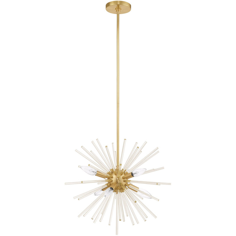 Heyley 6 - Light Modern Linear Chandelier, Satin Brass