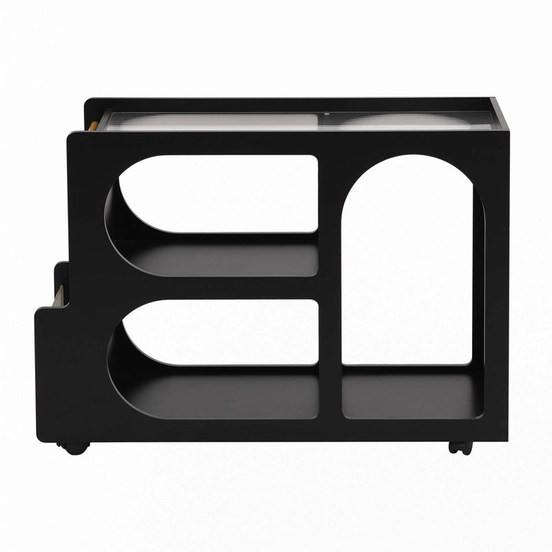 Mobile End Table With Lockable Wheels, Black