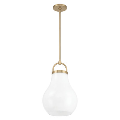 Kennith 12-inch 1-light Champagne Gold Pendant Light with Opal Glass Shade