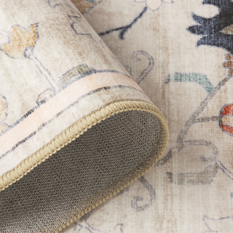 Tapis beige lavable à la machine avec technologie AirFlo EVERWASH Haven, Beige multicolore, 2 x 7
