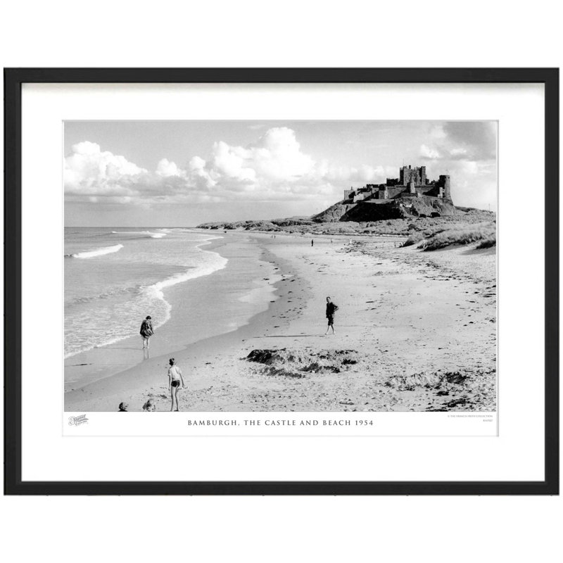 Bamburgh, the Castle and Beach 1954 1 Piece Single Picture Frame Wall Art, 60cm H x 80cm W x 2.3cm D