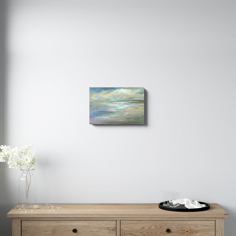" Beach Light I ", 12" H x 18" W x 1.25" D, No, Gold Framed Canvas