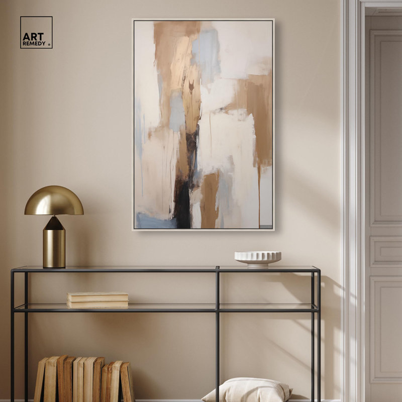 Sandstone Stillness I, toile par Art Remedy, H 25 po x l 17 po, Argent argent, Cadre flottant