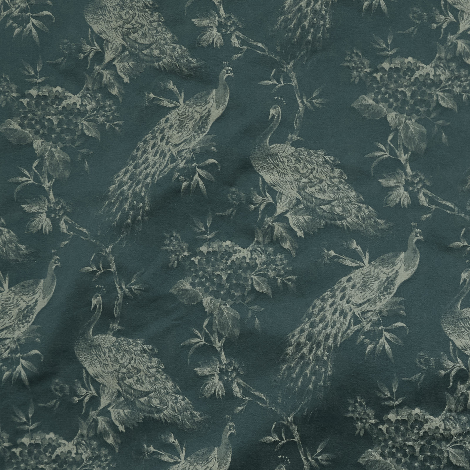 Serafina Peacock Jacquard Curtain in Sapphire, Single, 50" W x 108" L, Rod Pocket