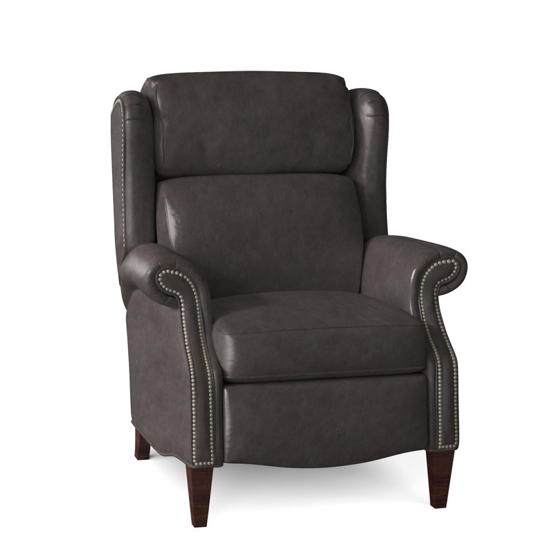 Miller Recliner, Aline Fumo Genuine Leather, Mahogany, Pewter