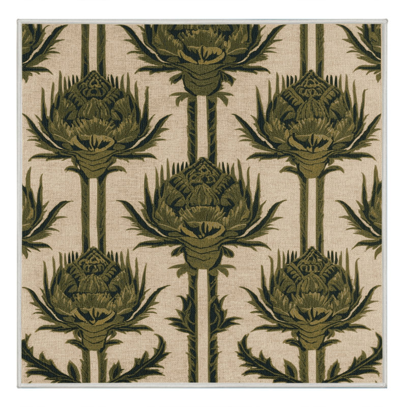 Machine Washable Botanical Beige Area Rug, Square 7'