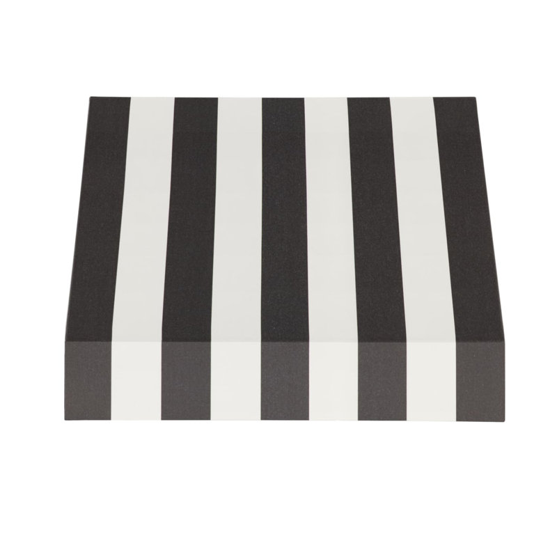 Auvent fixe en tissu acrylique New Yorker Awntech, H 31 po x l 52,5 po x P 24 po, Rayures noires et blanches