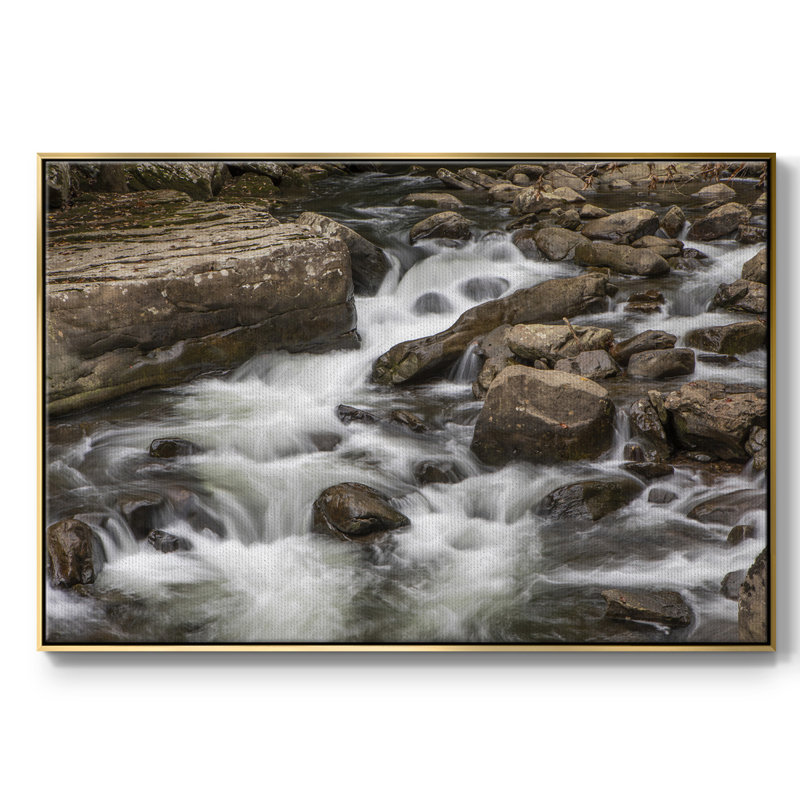 " Rushing Calm ", 41" H x 27" W x 2" D, Gold Framed