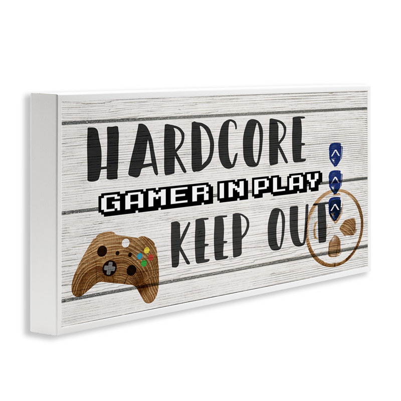 «Gamer Playroom Sign», estampe numérique par Daphne Polselli, Estampe numérique encadrée blanc bord de mer, H 10 po x l 24 po