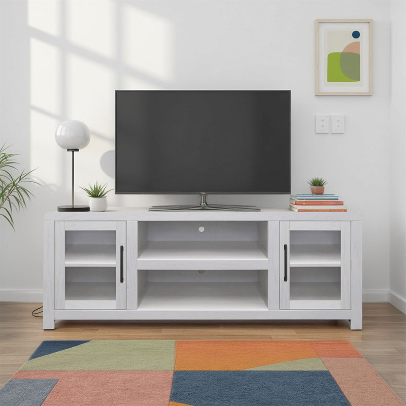 Meuble télé 65 po avec portes en verre Haven