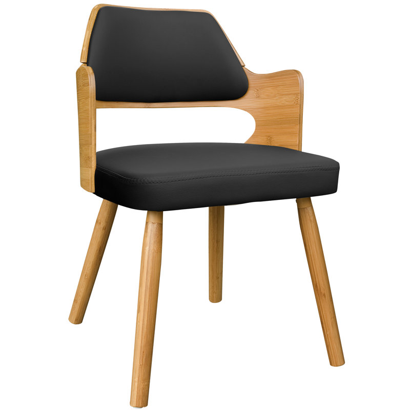 Chaise de salle à manger rembourrée en bambou Westley, Noir