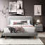 2 Table de chevet pour chambre à coucher - Boucle grise, pieds en bois, revêtement Chic In Boucle, look