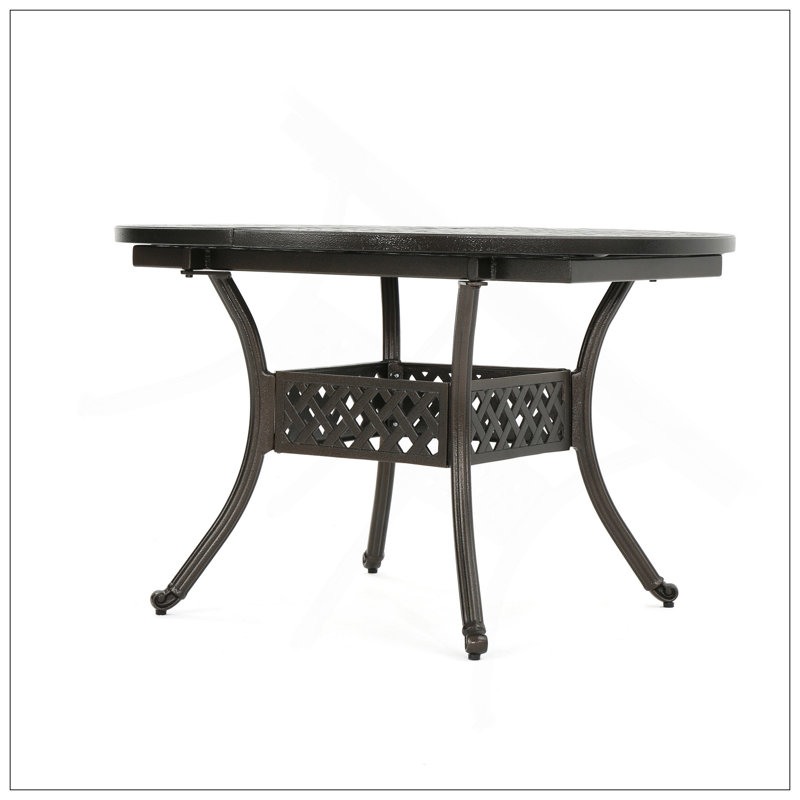 Table de salle à manger d'extérieur extensible en aluminium, finition bronze martelé, Bronze