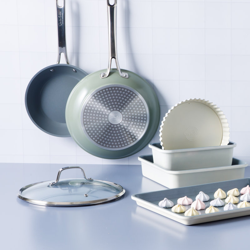 10 - Piece Non-Stick Aluminum Cookware Set, Green