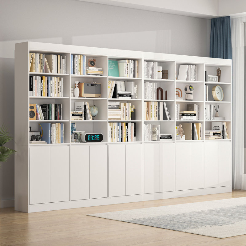 78.7''H X 142'' W Storage and Display Bookcase With 6-Cabinet And 4-Tier Shelf, White