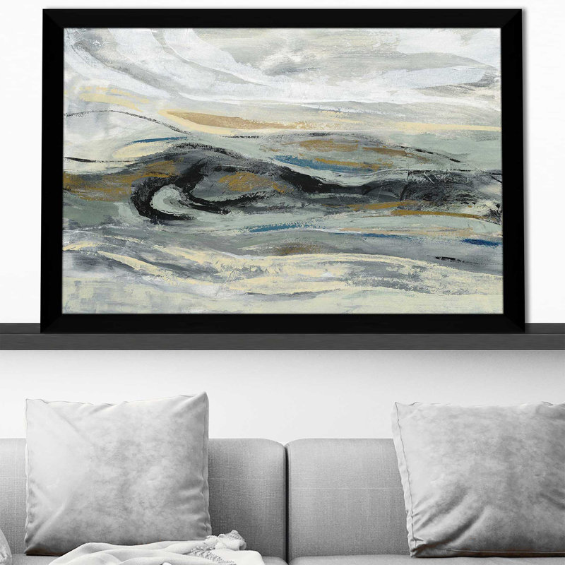 Estuaire - Peinture, Cadre noir, H 27,5 po x l 39,5 po x P 0,75 po