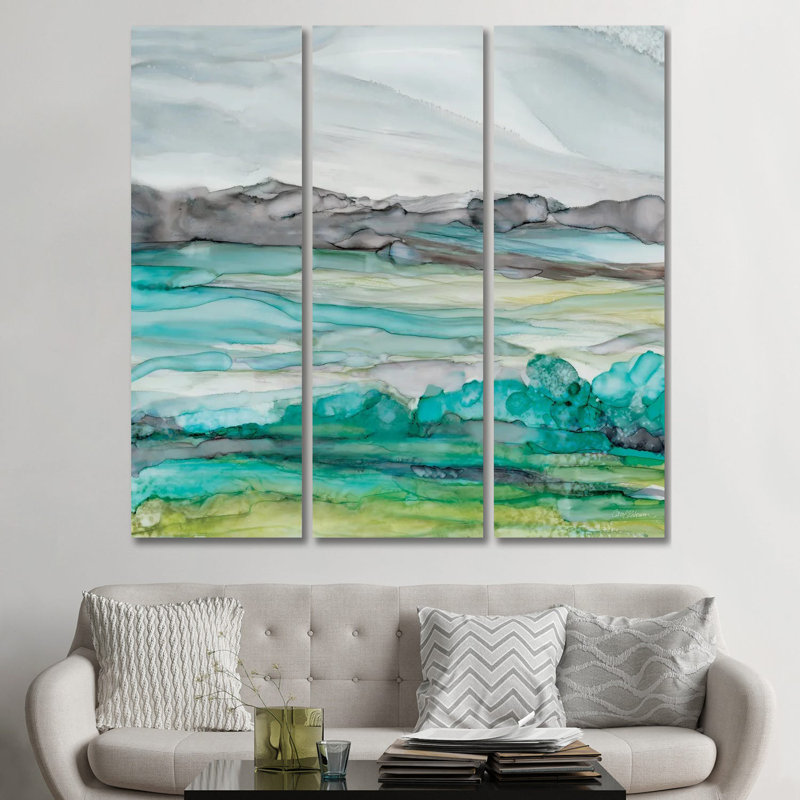 Mer de marbre I - ensemble d'art mural sur toile tendue (ensemble de 3)