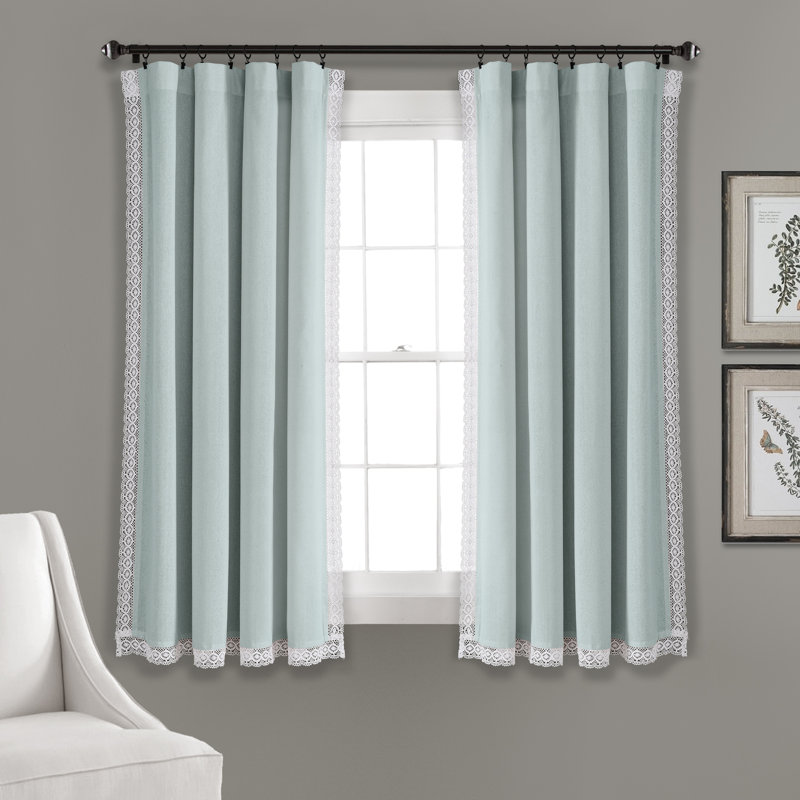 Semi Sheer Curtain Pair, Blue, 137cm W x 160cm L