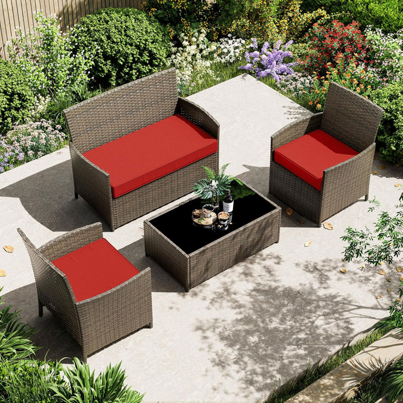 Outdoor Seat Cushions (Set Of 3), Red