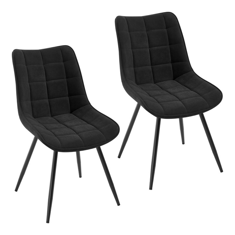 45.5cm H Velvet Upholstered Side Chair, Black