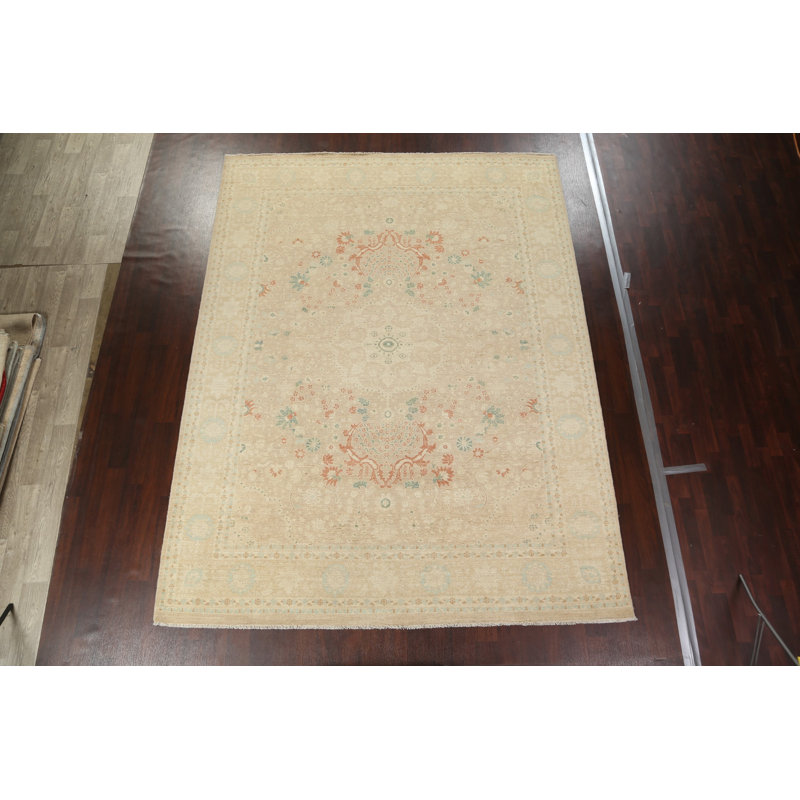 Tapis en laine Oushak Chobi noué à la main 9 x 12