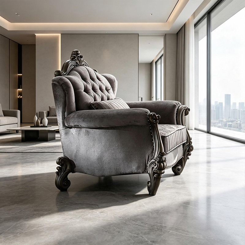 Fauteuil simple en tissu gris classique