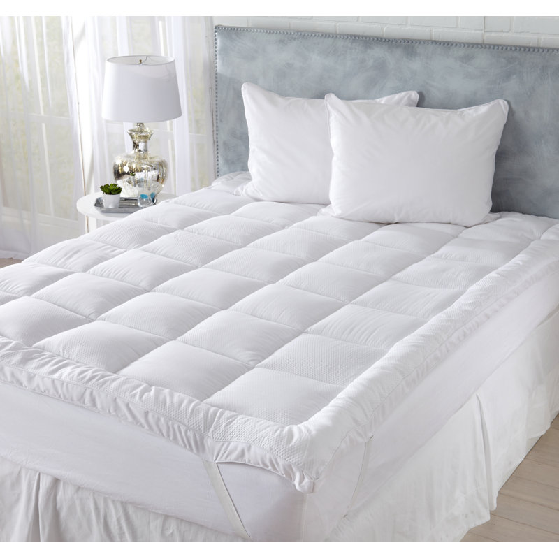 2" Down Alternative Box-Stitched Mattress Topper, Twin XL, White