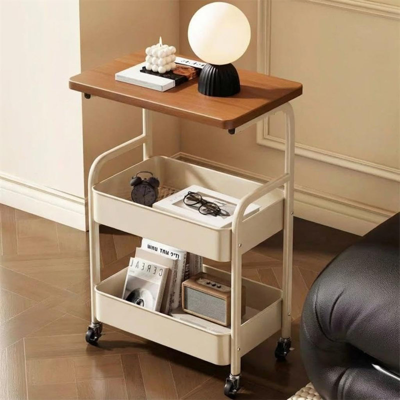 Chariot utilitaire roulant à 3 niveaux avec roues verrouillables, chariot de rangement de cuisine avec plateau en panneau de fibres à densité moyenne, organisateur compact et portable pour la maison et le bureau
