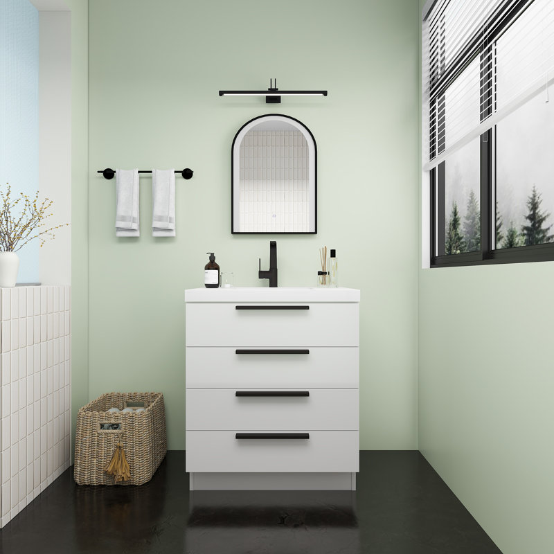 Meuble-lavabo autoportant Carla, 30", Blanc brillant