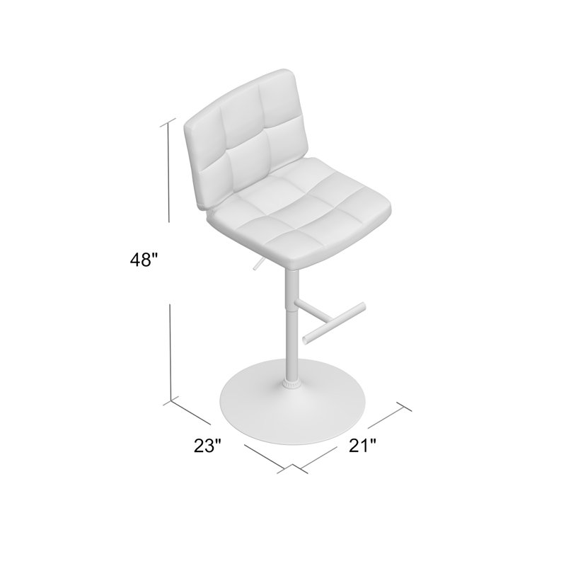 Tabouret de bar à hauteur réglable en vinyle Winnols, Blanc