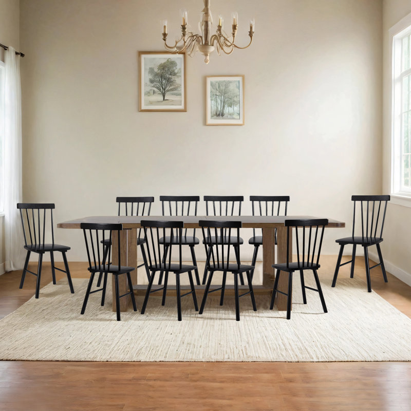 Phaong 17" Wide Mid-Century Modern Windsor Back Wood Modern Dining Chairs(Set of 10)