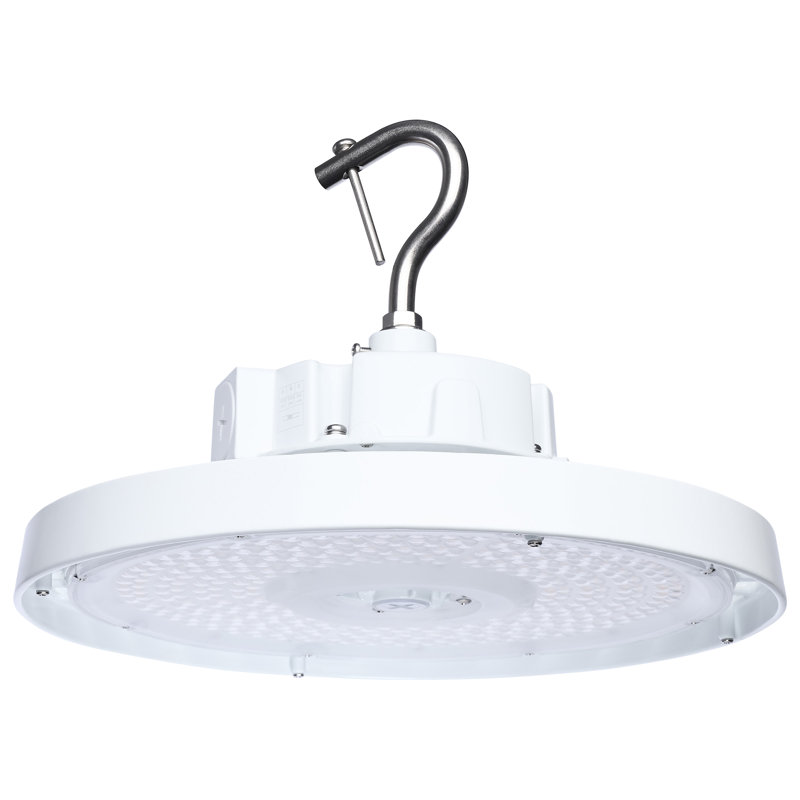 120/100/80 watts sélectionnable UFO à DEL haute baie 3K / 4K / 5K CCT sélectionnable Angle de faisceau 60/80/100 sélectionnable finition blanche 120-347 Volt