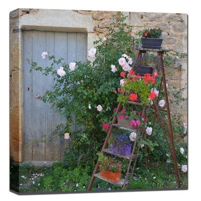 Vintage Ladder Outdoor Wall Canvas Art