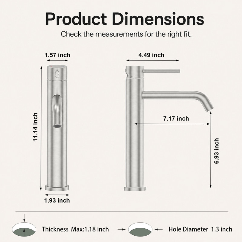 Robinet de lavabo vasque de salle de bain monocorps et monocommande, Nickel brossé