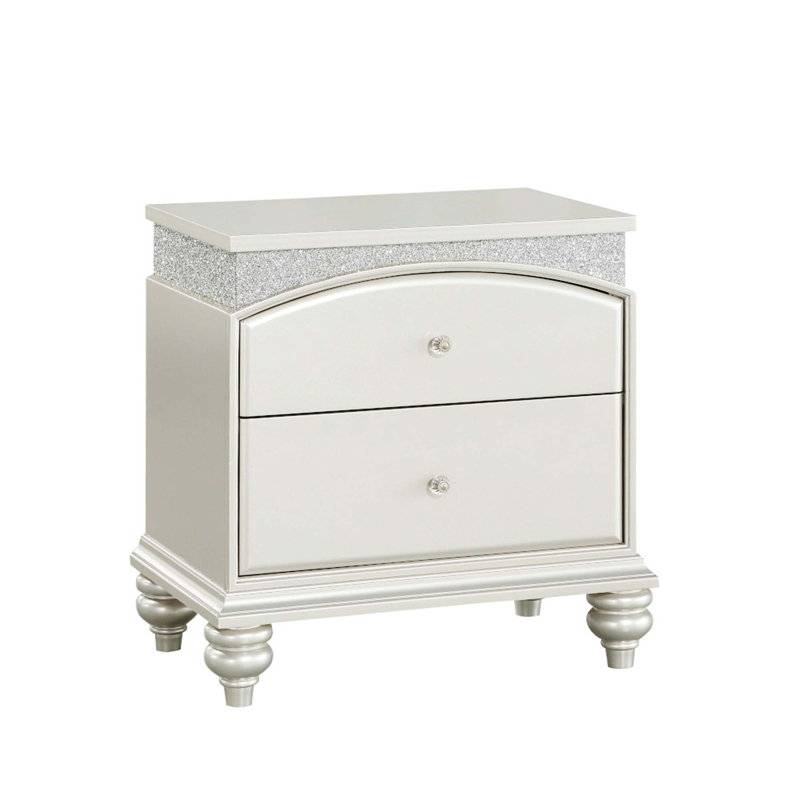 Gemma 2-Drawer Nightstand in Platinum