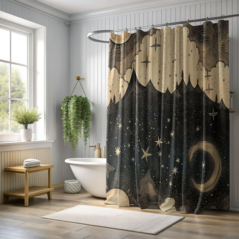 Moonlight Reflections - Premium Shower Curtain, 74"H x 71"W