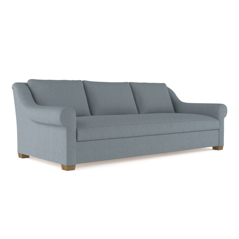 Thompson Rolled Slope-Arm Sofa, 32" H x 96" W x 41" D, Plush Velvet Blush, Weathered