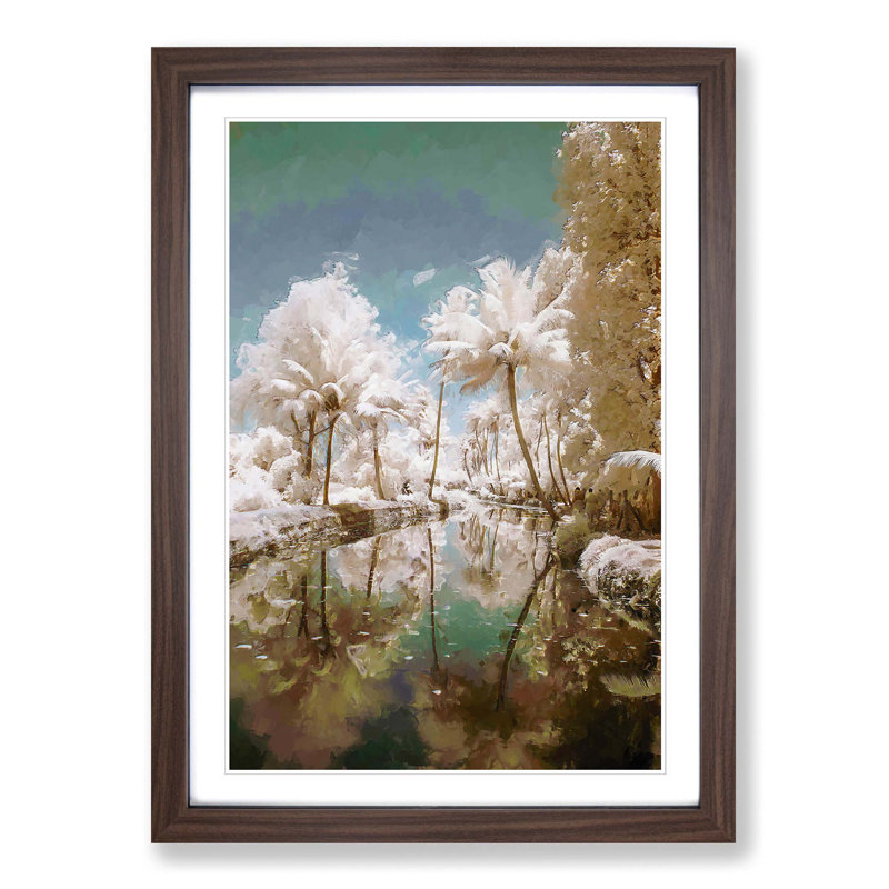 Tree View in Kerala India in Abstract - Picture Frame Graphic Art Print, 60cm H x 40cm W x 2cm D, Walnut