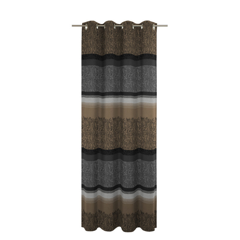 Goldsmith Room Darkening Curtain Single Panel, 132cm Width x 145cm Drop, Grey / Brown