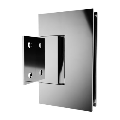 Charnière à plaque murale courte Brixwell V074CH de 4 po de hauteur pour verre trempé monolithe de 3/8 po à 1/2 po préréglé à 5 degrés sans finition chrome poli