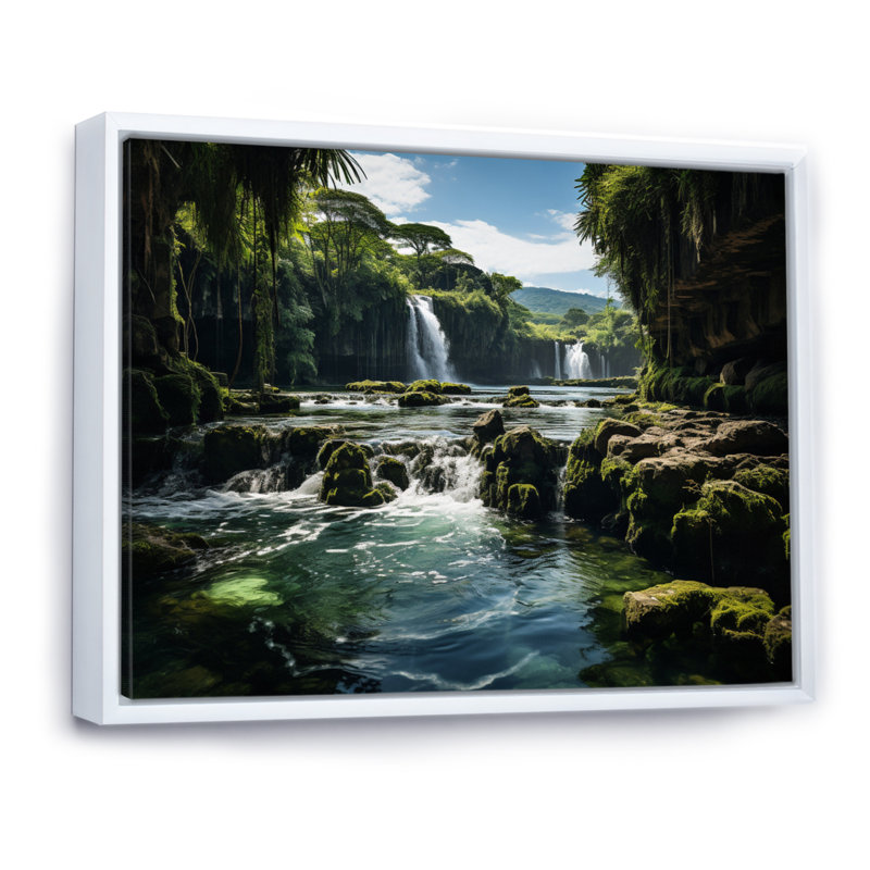 Cascade de dominicains, reproduction sur toile, H 12 po x l 20 po x P 1 po, Cadre flottant blanc