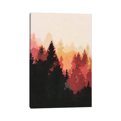 Red Forest Landscape by Van Credi - Wrapped Canvas Painting